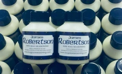 ROBERTSONS 2 pack of James Robertson Pipe Bag Bagpipe Seasoning 250ml skin bags hide