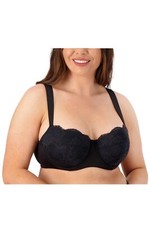 All Worthy Lace Cup Balconette Bra Black