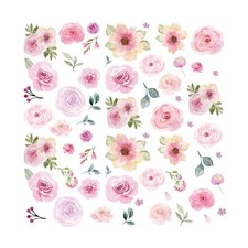 60 Pcs Flower Peel and Stick Wall Decals Watercolor Vinyl Peony Floral and Le...