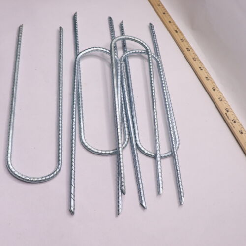 (6-Pk) Heavy Duty U-Shape Ground Stakes Galvanized Steel 12" - Picture 3 of 4
