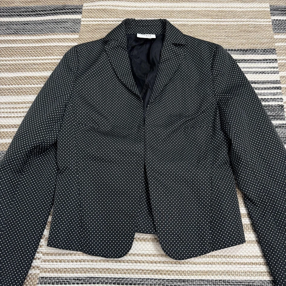 Blazer Akris Punto Mujer US 6 Negro Blanco Lunares Ajustado Chaqueta Cierre Gancho Foto 2 de 4
