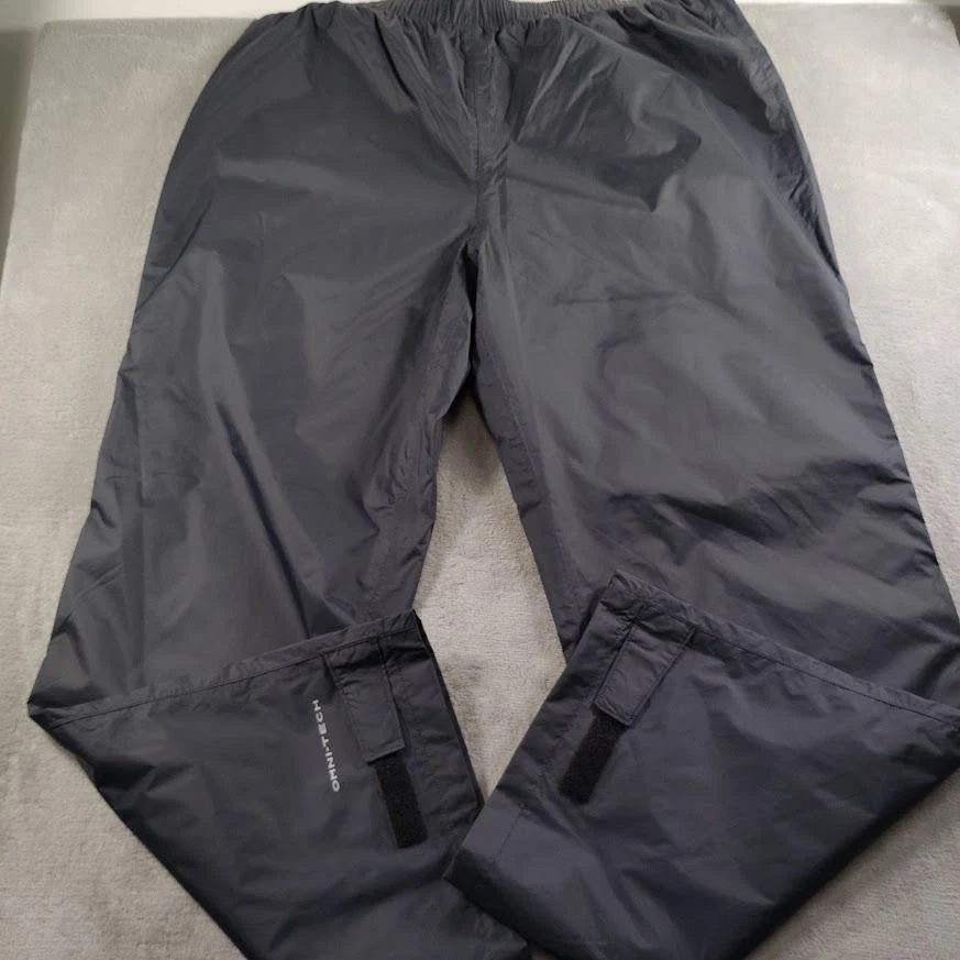 Columbia Pants Mens Large Black Omni-Tech Rain Pants Waterproof Nylon Drawstring