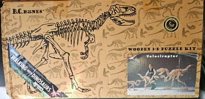 Vintage B.C. Bones Walking With Dinosaur Wooden 3D Puzzle Velociraptor - Image 1 of 3