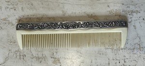 Vintage Beautiful Vanity Comb with Embossed Sterling Silver Handle 7.5 inch