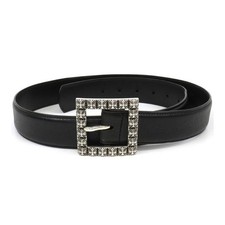 CHROME HEARTS Pyramid Plus Buckle Belt 36 SV925 Leather unisex black A