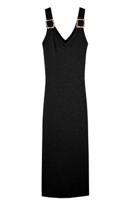 Strickkleid Gr. 40/42 Schwarz Damen Strick-Kleid Midi-Dress Neu*