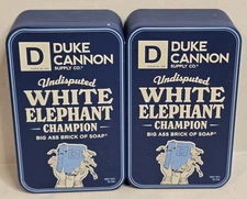 2 × Duke Cannon ‘White Elephant Champion’ 10 oz Bar Soap In Collectable Blue Tin