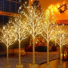 5 Pcs Lighted Birch Tree 8 Modes Christmas Artificial LED Lights Birch Tree f...