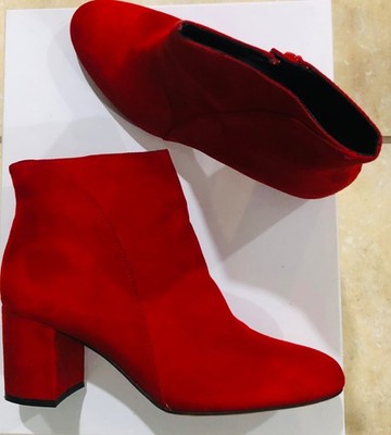 INC RED SUEDE ANKLE BOOTS
