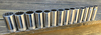 SNAP-ON  14 pc 1/2'' Drive 12-Point SAE Deep Socket Set 1/2- 1-3/8''