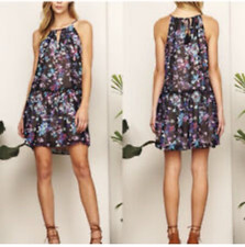 Anthropologie Adelyn Rae Genevieve Dress M Medium Black Floral NWT $98 Washable