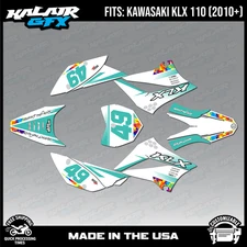 Graphics Kit for Kawasaki KLX110 KLX110R/RL (2010-2024) Blaze-Teal