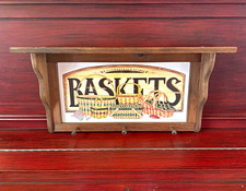 Vintage Wooden “Baskets” Shelf with pegs
