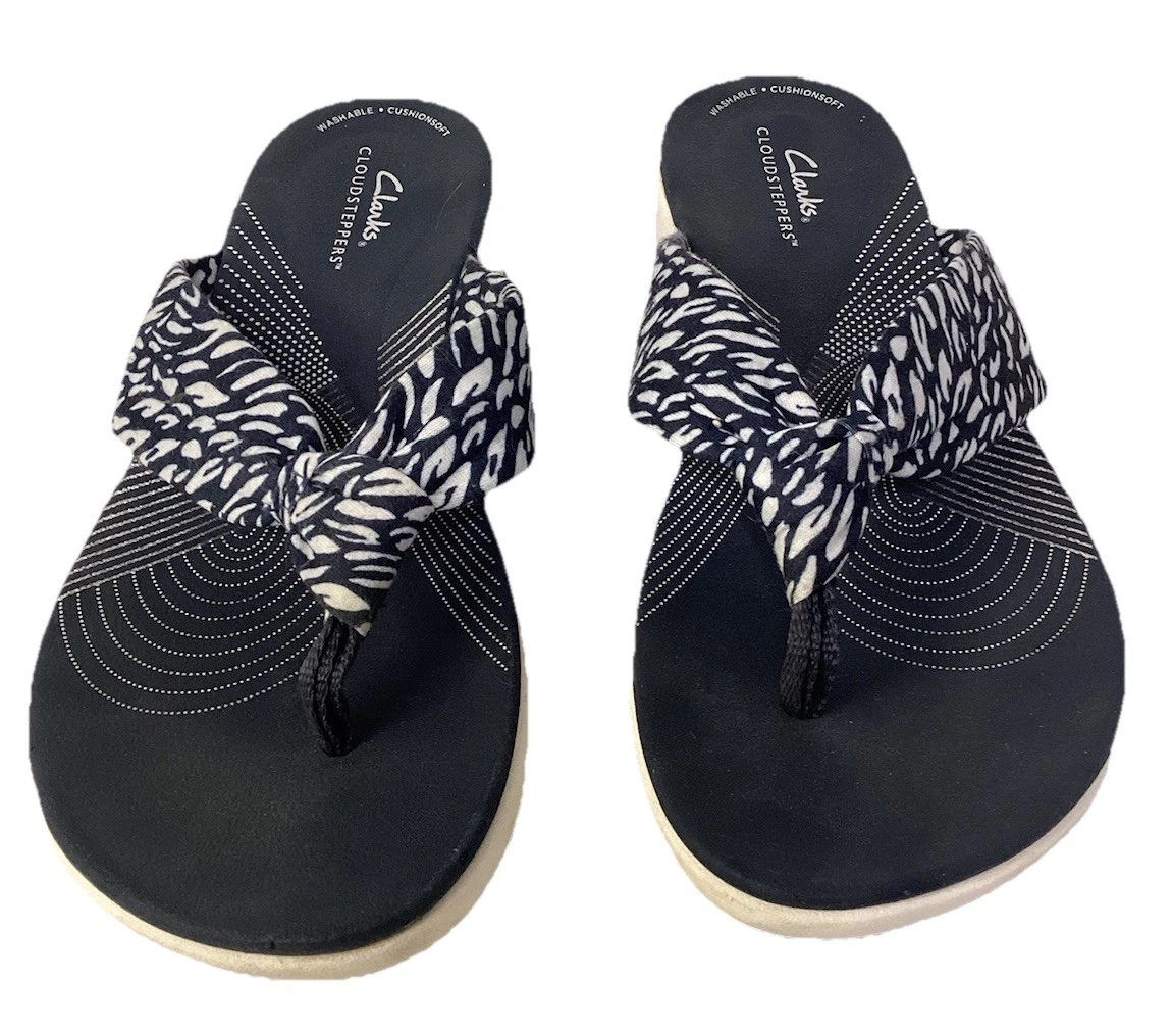 Infradito Clarks Cloud Steppers taglia 8 Medium blu navy e bianco