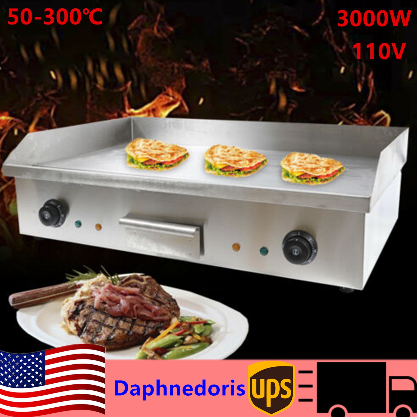 ??4400W 29" Commercial Electric Countertop Griddle Flat Top Grill Hot Plate BBQ