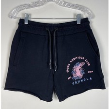 Youngla Mens Immortal Shorts Small Terry Cotton Black Gym Training