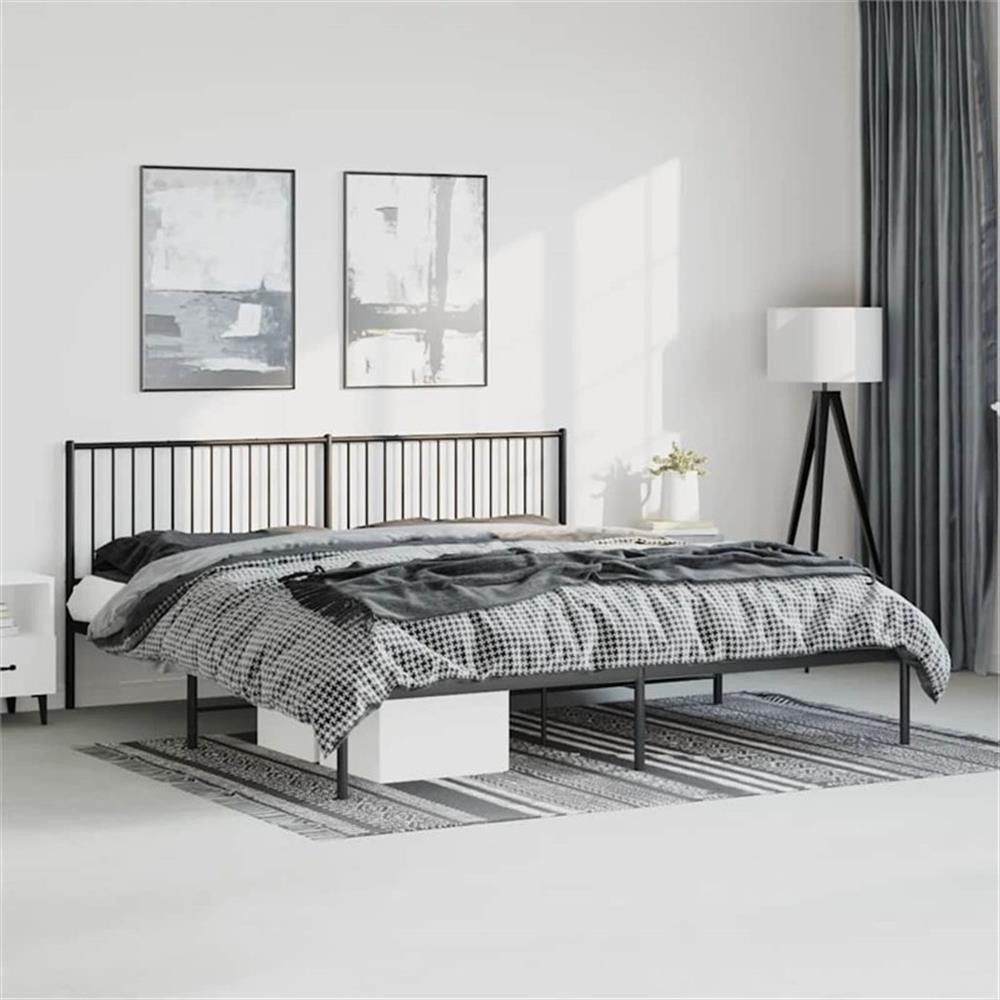 Bowery Hill Powder-Coated Steel King/Double Bed Frame in Black