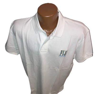 FIJI Artesian Water Embroidered White Polo Golf Shirt Men s Size Large
