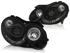 Scheinwerfer Set mit Tagfahrlicht Optik f&uuml;r Mercedes CLK W209 BJ 03-10 Klar/Schw
