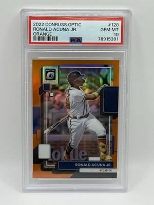 2022 Panini Donruss Optic Ronald Acuna Jr #128 Orange Prizm /125 PSA 10 Gem Mint
