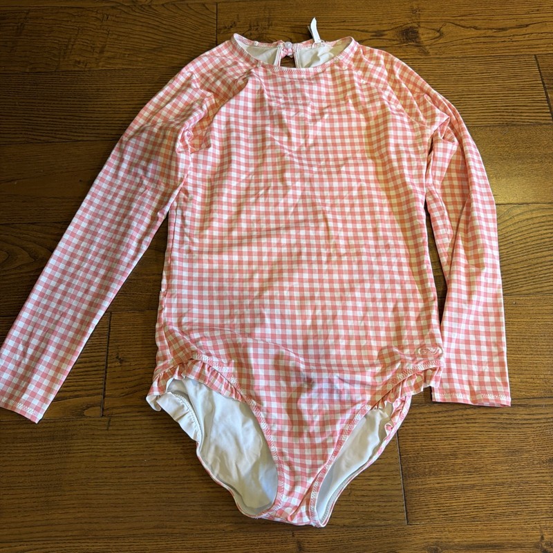 Girls Vineyard Vines Pink Gingham Long Sleeve Swimsuit Size XL