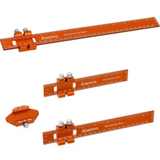 Woodworking Ruler Pocket Rule -12/8/6 Inch Precision Pocket Ruler with 45°& 3...