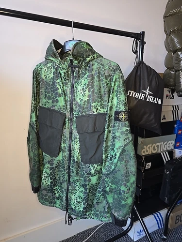 STONE ISLAND ALLIGATORE MIMETICO COTONE LEGGERO NYLON REP CAPPUCCIO GIACCA CAPPOTTO 4 TASCHE