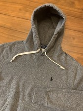 Polo Ralph Lauren Hoodie Sweatshirt Men S Heather Gray Fleece Navy Pony Pullover