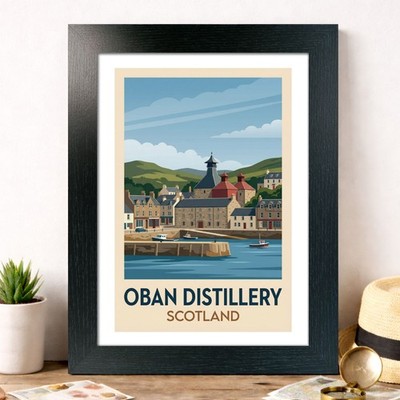 Oban Distillery, Scotland Travel Poster Giclee Art Print 185-3