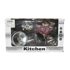 Kids Kitchen Play Set 13PCS Stainless Steel Pots & Pans Pretend Cooking Toy Gift