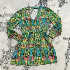 Parker Silk Blend Abstract Print Mini Dress Women’s Size Medium Long Sleeve