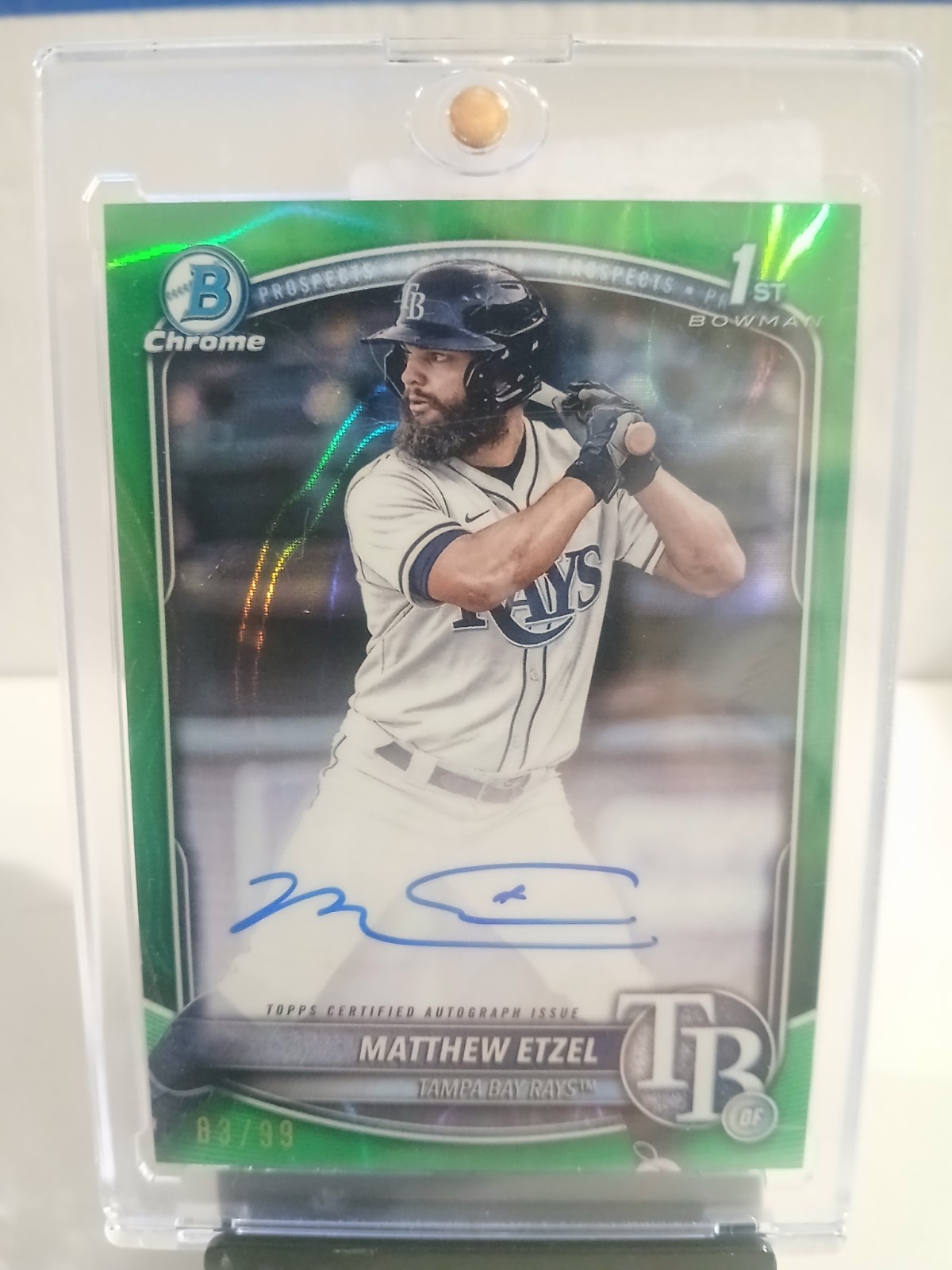 2025 Bowman Chrome - Matthew Etzel - 1st Bowman - Green Auto - /99 - Rays 