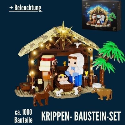 Klemmbausteine MOC / Krippen-Baustein-Set + Originalbox, ca. 1000 Teile