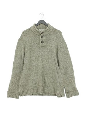 John Lewis Herren Pullover L grün Wolle mit Polyamid Mock Neck Pulli