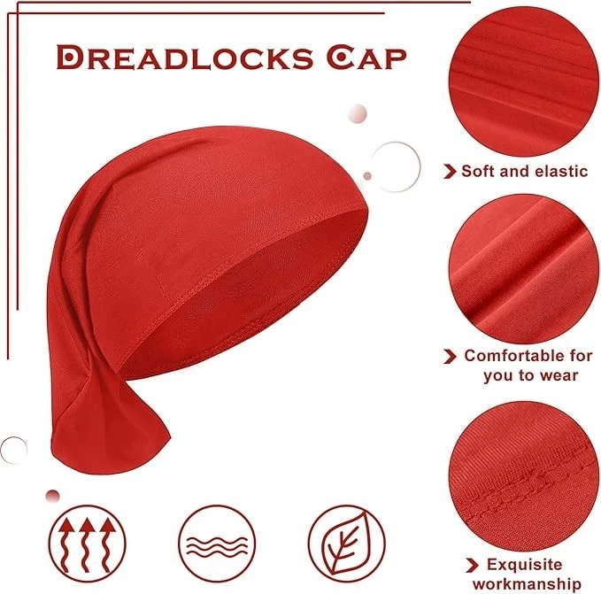 Gorra Dreadlock unisex de 4 piezas talla única-mediana, roja, azul, gris oscuro, negra  Foto 3 de 4
