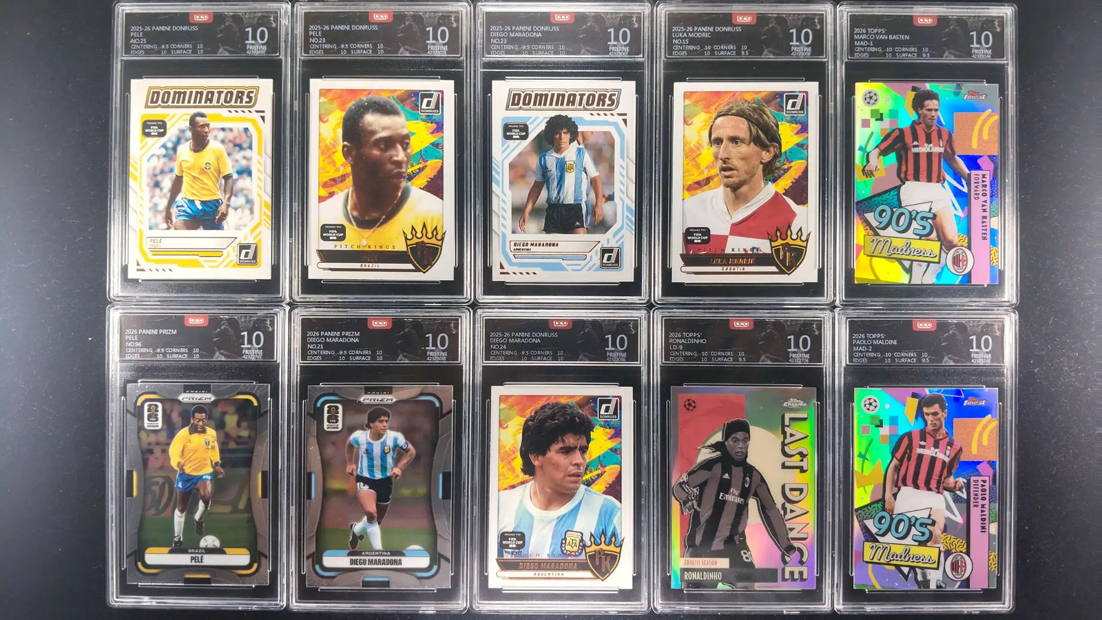10x OCD 10 Graded Soccer Cards Pele Maradona Ronaldinho Modric Refractor MD28