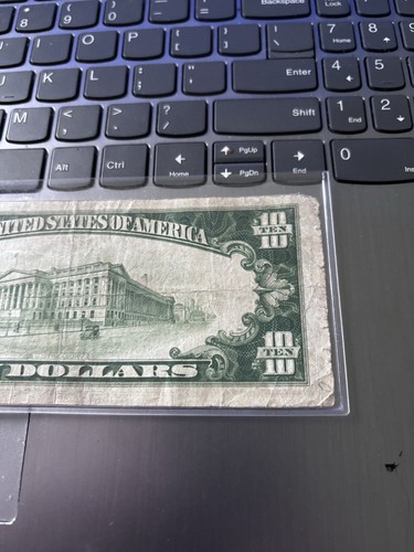 1928 B $10 FEDERAL RESERVE NOTE = CHICAGO = REDEEMABLE IN GOLD ON DEMAND - Picture 6 of 6