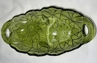 Vintage Indiana Glass Lily Pons Olive‑Green Depression Glass Serving Bowl w/ Han