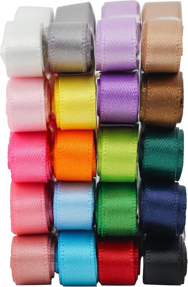 1/4 inch Satin Ribbon Assorted Double-Faced Satin Fabric Ribbon Pack 40 Yards - Image 3 of 4