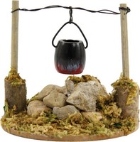 KrippenzubehöR Lagerfeuer Mit Led KüBel Ø 8 Cm Holz Deko Figur