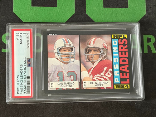 1985 Topps FB #192 Dan Marino Joe Montana Passing Leaders PSA 8 NM-MT HOF