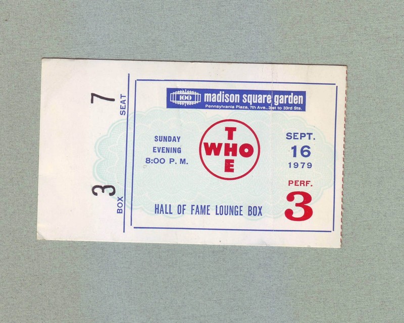 THE WHO 1979 Original - CONCERT TICKET STUB - Madison Square Garden, NYC