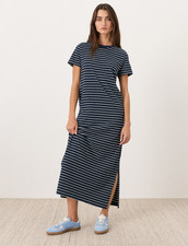 PACT Organic Soft-Slub Essential Easy Tee Maxi Dress, Saranac Stripe