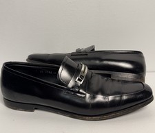 PRADA Men's Black Leather Loafers Dress Shoes Slip On Square Toe 2D2083 Size 10