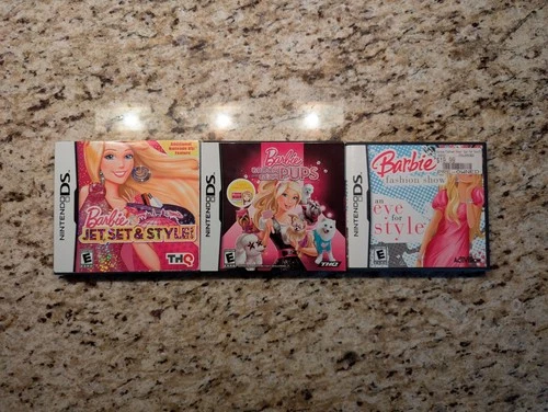Barbie DS Game Lot. Barbie fashion show groom and Glam pups, jet set and style.