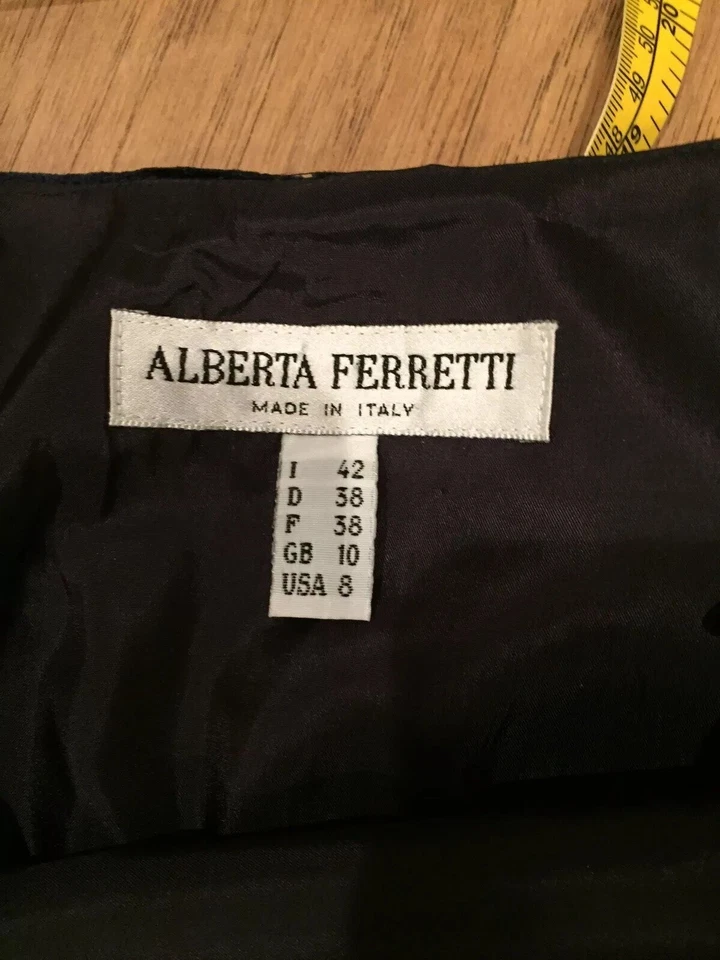 Traje Falda Terciopelo Azul Alberta Ferretti Talla 6 8 EE. UU. Precioso Foto 4 de 4