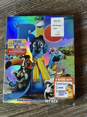 Rio (Blu-ray/DVD, 2011, 3-Disc Set, Includes Digital Copy) NEW, Sealed