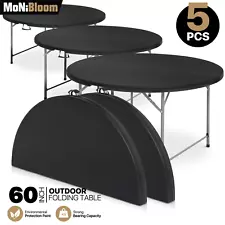 5 Pack[FOLDABLE ROUND DINING TABLE]Outdoor Barbeque Portable Camping Picnic Desk