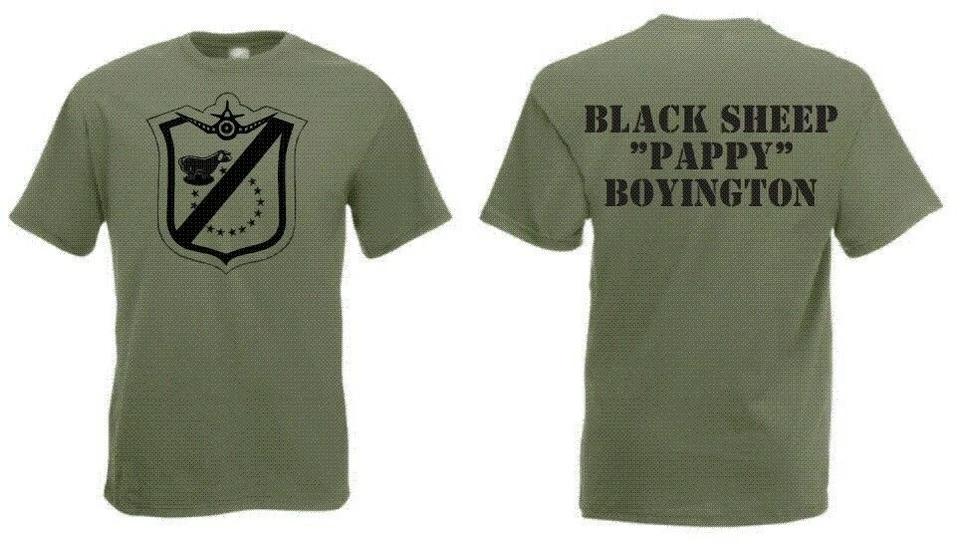 US Marines Fighter Black Sheep VMF-214 T-Shirt #2 WK2 Pacific Pappy Boyington - Bild 1 von 1