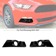 2x Black Front Bumper Fog Light Lamp Cover Trim Bezels for Ford Mustang 2015-17